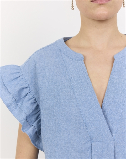  Leveté Room - LR-Lennon 2 Bluse - Blue Cotton